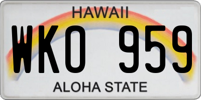 HI license plate WKO959