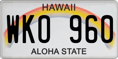 HI license plate WKO960