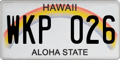 HI license plate WKP026