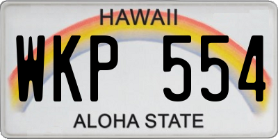 HI license plate WKP554