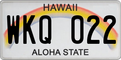 HI license plate WKQ022