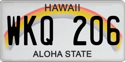 HI license plate WKQ206