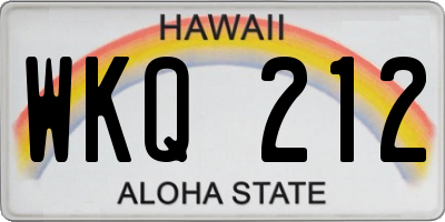 HI license plate WKQ212