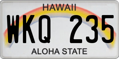 HI license plate WKQ235