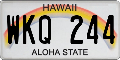 HI license plate WKQ244