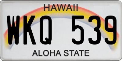 HI license plate WKQ539