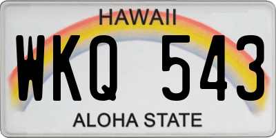HI license plate WKQ543