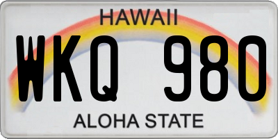 HI license plate WKQ980