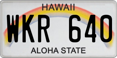 HI license plate WKR640