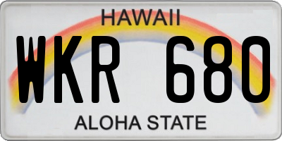 HI license plate WKR680