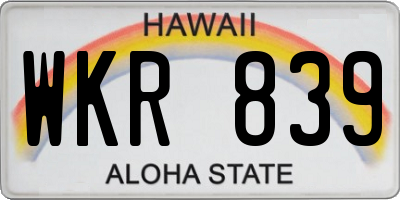 HI license plate WKR839