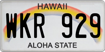 HI license plate WKR929