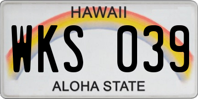 HI license plate WKS039