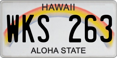 HI license plate WKS263