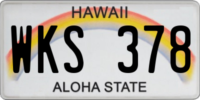 HI license plate WKS378