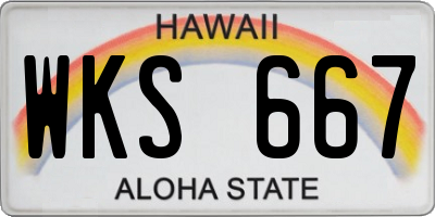 HI license plate WKS667