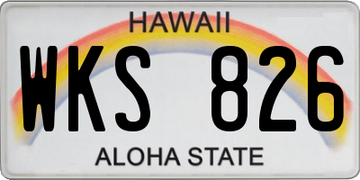 HI license plate WKS826