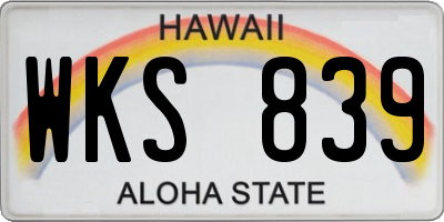 HI license plate WKS839
