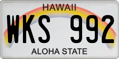 HI license plate WKS992