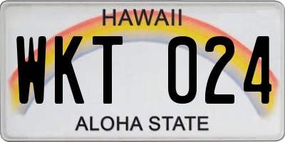 HI license plate WKT024
