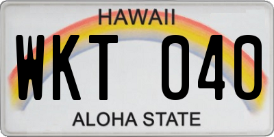 HI license plate WKT040