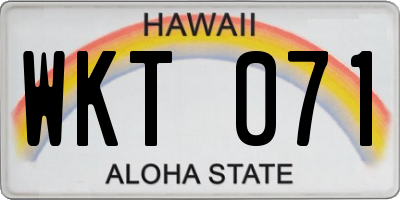 HI license plate WKT071