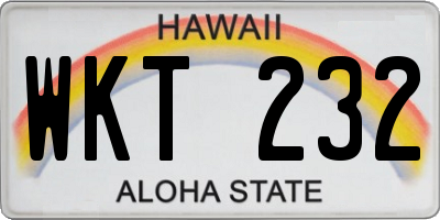 HI license plate WKT232