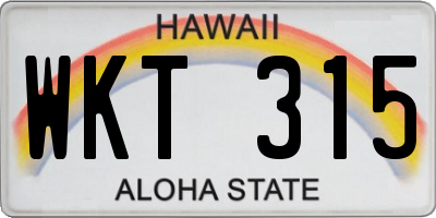 HI license plate WKT315