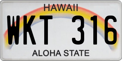 HI license plate WKT316