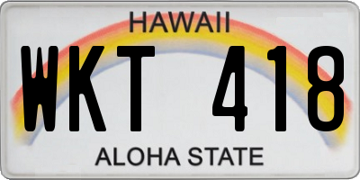 HI license plate WKT418
