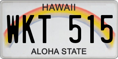 HI license plate WKT515