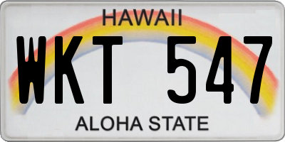 HI license plate WKT547