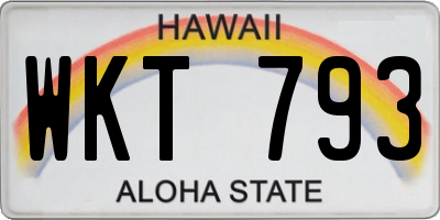 HI license plate WKT793