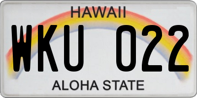 HI license plate WKU022