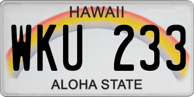 HI license plate WKU233