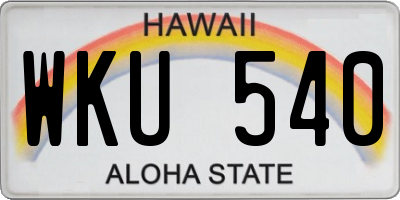 HI license plate WKU540
