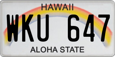 HI license plate WKU647
