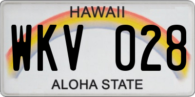 HI license plate WKV028