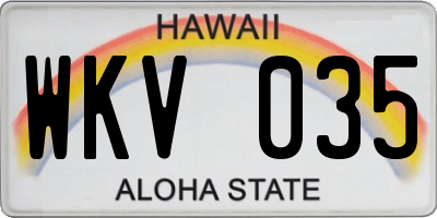HI license plate WKV035