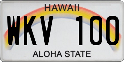 HI license plate WKV100