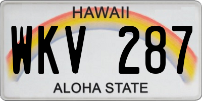 HI license plate WKV287