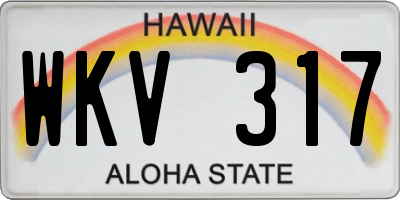 HI license plate WKV317
