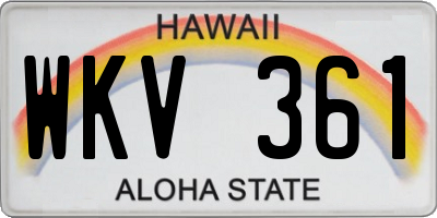 HI license plate WKV361