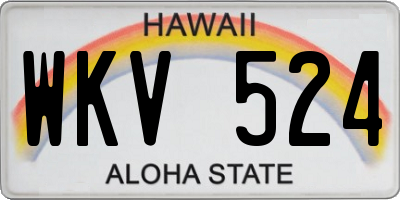 HI license plate WKV524