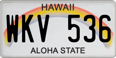 HI license plate WKV536