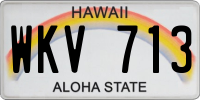 HI license plate WKV713
