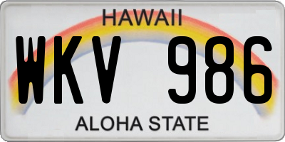 HI license plate WKV986