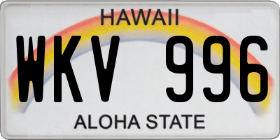 HI license plate WKV996