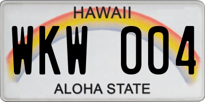 HI license plate WKW004