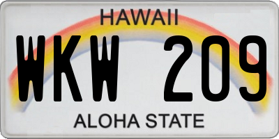 HI license plate WKW209